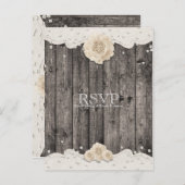 Romantische Weiße Blume und Perlen Rustikales Holz Einladungspostkarte (Vorne/Hinten)