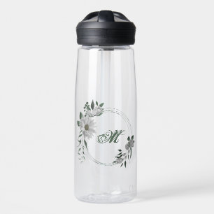 romantische weiße Blumen Grün Trinkflasche