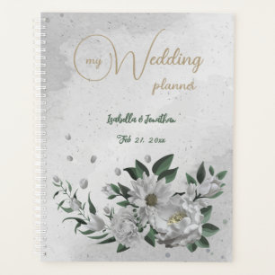 romantische weiße Blumen & grüne Blätter Hochzeit Planer