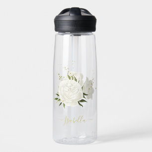 romantische weiße Blumen mit hübschen grünen Blätt Trinkflasche