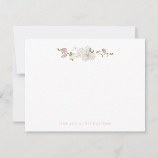 Romantische weiße Hochzeit Dankeskarte (Vorderseite)