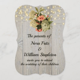 Romantische weiße Hydrangea rosa Narbenkarnation Einladung