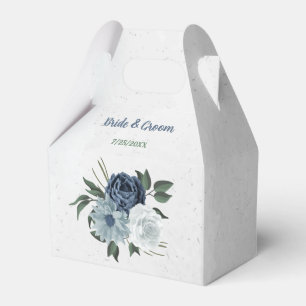 romantische weiße marine & staubblaue Blumenhochze Geschenkschachtel