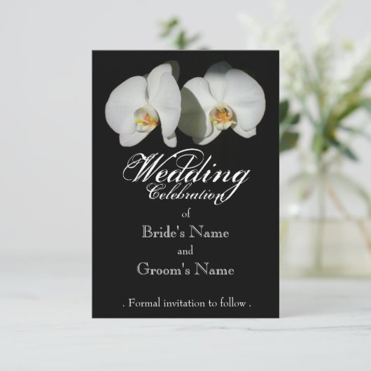 Romantische Weiße Orchideen, tropisches Foto Save The Date (Stehend Vorderseite)