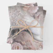 Romantische Weiße Pfaue und Rosa Blume Geschenkpapier Set (Beispiel)