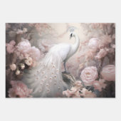 Romantische Weiße Pfaue und Rosa Blume Geschenkpapier Set (Vorderseite 2)