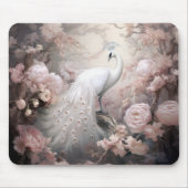 Romantische Weiße Pfaue und Rosa Blume Mousepad (Vorne)