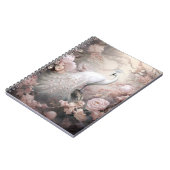 Romantische Weiße Pfaue und Rosa Blume Notizblock (Linke Seite)