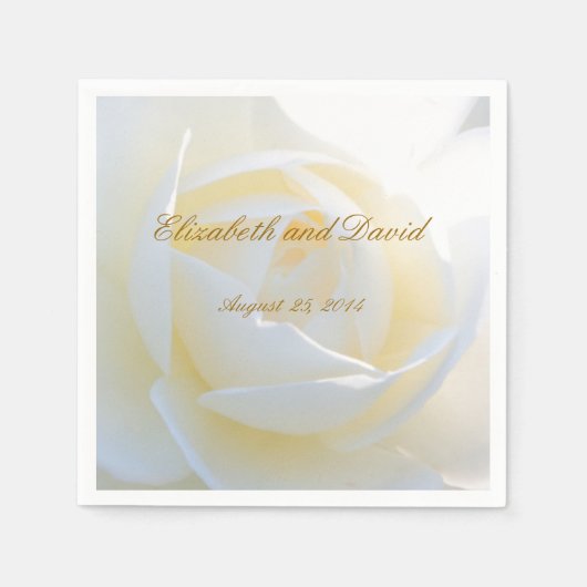 Romantische Weiße Rose Hochzeit Napkins Serviette (Vorderseite)