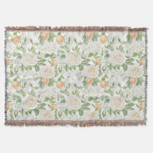Romantische weiße Rosen Blumen Pfirsiche Decke