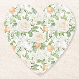 Romantische weiße Rosen Blumen Pfirsiche Hochzeit Untersetzer