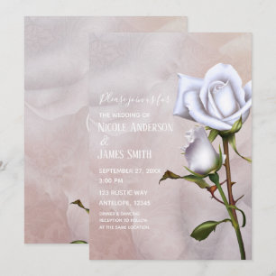 Romantische weiße Rosen Elegante Blumenhochzeit Einladung
