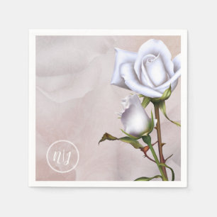 Romantische weiße Rosen Elegante Blumenhochzeit Serviette