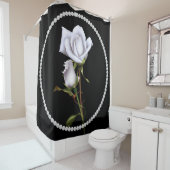 Romantische weiße Rosen Elegante Schwarzer Flora Duschvorhang (Beispiel)
