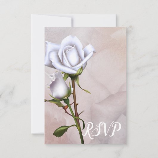 Romantische Weiße Rosen Elegante UAWG RSVP Karte (Rückseite)
