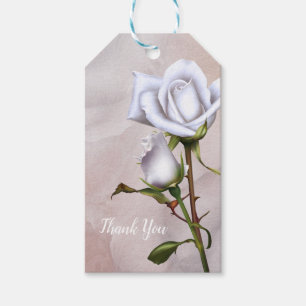 Romantische weisse Rosen Elegantes Hochzeitsgesche Geschenkanhänger