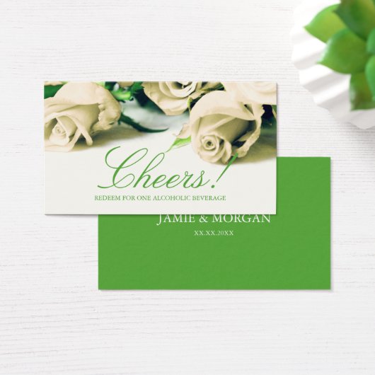 Romantische weiße Rosen Hochzeitsticket (Schreibtisch)