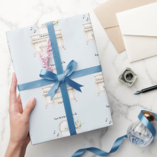 Romantische weiße Rosen Klavier Leben ist nur ein  Geschenkpapier