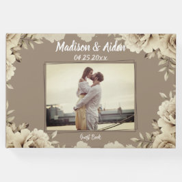 Romantische weiße rustikale Rose Hochzeitsfest Fot Gästebuch