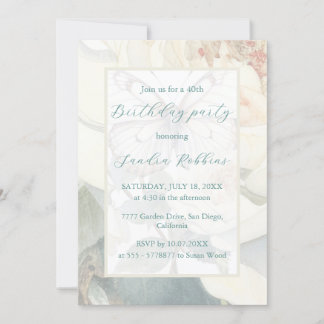 Romantische weiße Schmetterlinge zum Geburtstag Ei Einladung