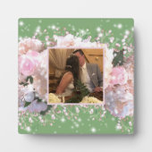 Romantische weiße Spitzen-Hydrangeas, rosa Rosen Fotoplatte (Vorderseite)