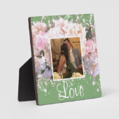 Romantische weiße Spitzen-Hydrangeas, rosa Rosen Fotoplatte (Vorderseite)