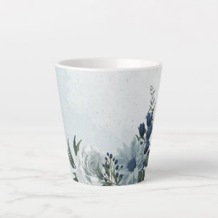 romantische weiße staubige &navyblaue Floral Milchtasse