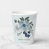 Romantische, weiße, staubige und blühende Pflanzen Pappbecher (Vorderseite)