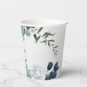 Romantische, weiße, staubige und blühende Pflanzen Pappbecher (Rückseite)