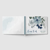 Romantische, weiße, staubige und marineblaue Blume Gästebuch (Voll)