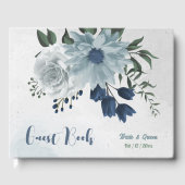 Romantische, weiße, staubige und marineblaue Blume Gästebuch (Vorderseite)