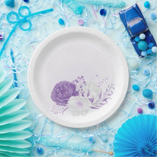 romantische, weiße und lila Hochzeit Pappteller (Party)