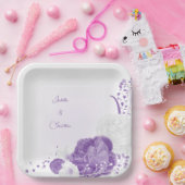 romantische, weiße und lila Hochzeit Pappteller (Party)