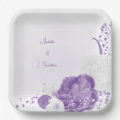 romantische, weiße und lila Hochzeit Pappteller (Vorderseite)
