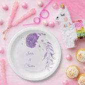 romantische, weiße und lila Hochzeit Pappteller (Party)