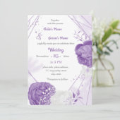romantische, weiße und violette Blumen geometrisch Einladung (Stehend Vorderseite)