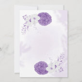 romantische, weiße und violette Blumen geometrisch Einladung (Rückseite)
