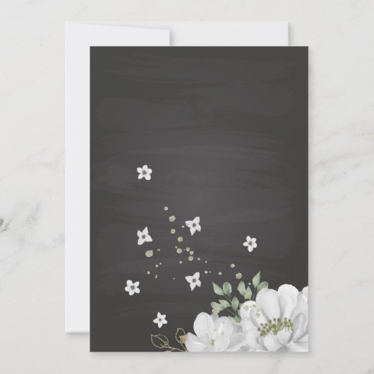 Romantische weiße Vegetation Blumenkraut schwarz Save The Date (Rückseite)