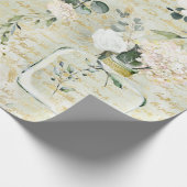 Romantische Weiße Vegetation & Gold Botanische Flo Geschenkpapier (Ecke)