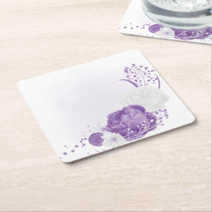 romantische weiße & violette Hochzeit Rechteckiger Pappuntersetzer