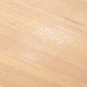 Romantische Weißkalligraphie Akryllische Hochzeit Acryleinladungen (Ablage )