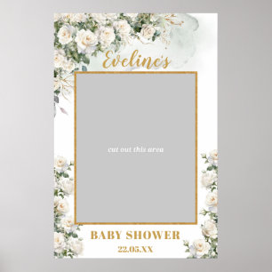 Romantische Weißrosen Goldbrasse Babydusche Foto S Poster