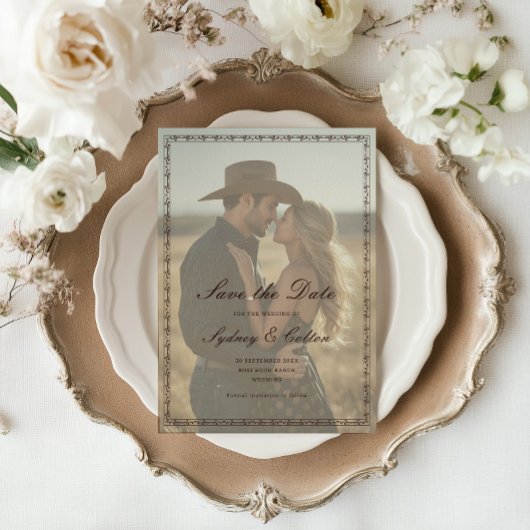 Romantische Western-Ranch-Hochzeit Save The Date