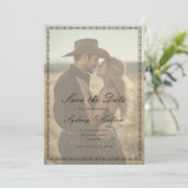 Romantische Western-Ranch-Hochzeit Save The Date (Stehend Vorderseite)
