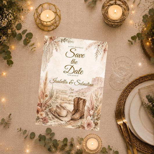 Romantische Western-Wüsten-Hochzeit Save The Date