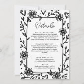 Romantische Whimsical Black and White Couple Weddi Einladung (Rückseite)