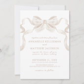 Romantische Whimsical Bow Elegante Hochzeit Einladung (Vorderseite)