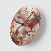 Romantische Whimsical Love Birds Runde Wanduhr (Winkel)