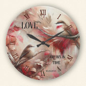 Romantische Whimsical Love Birds Runde Wanduhr