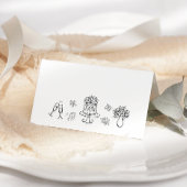 Romantische Whimsikhandgezeichnet Platzkarte